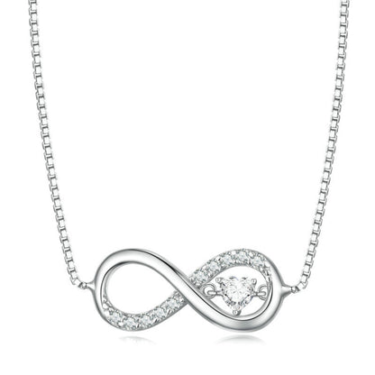 Sterling silver infinity heart necklace with zirconia pendant