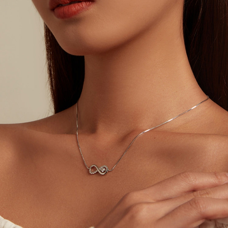 Sterling silver infinity heart necklace with zirconia pendant