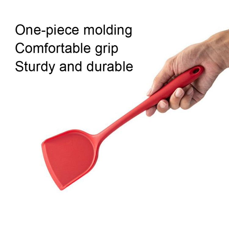 Red silicone kitchen spatula with wide head and comfortable grip handle