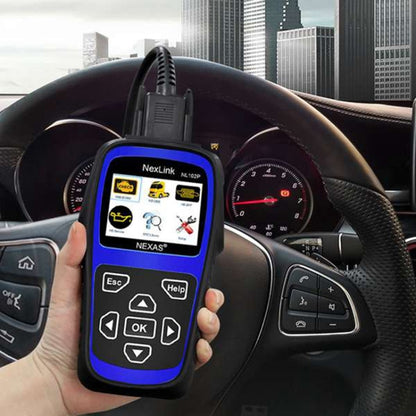 NexLink NL102P handheld OBD2 diesel truck scanner with color screen and control buttons