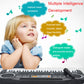 Children's electronic keyboard toy with built-in speakers and attached microphone