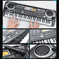 61-key electronic organ toy close-up with keys, control buttons, and speaker grills
