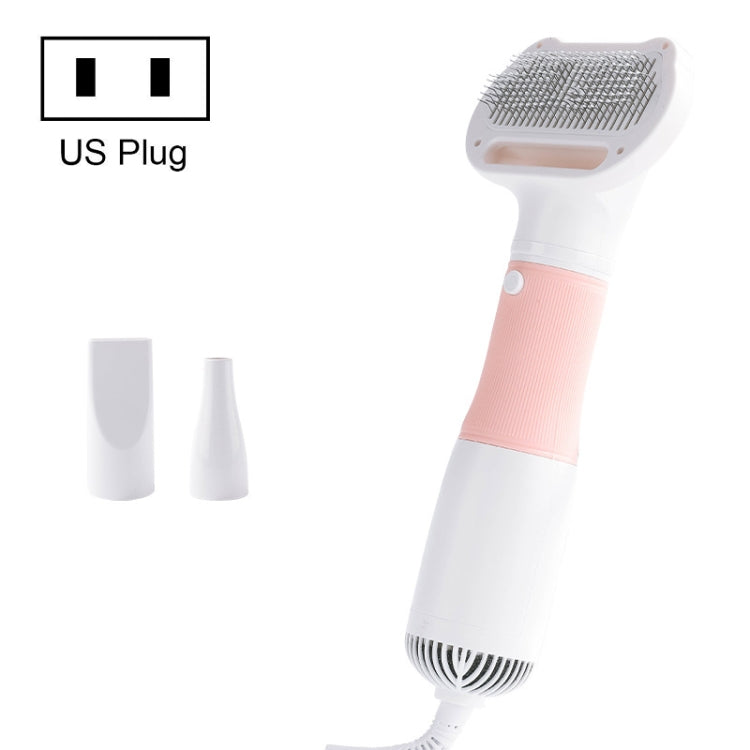 Pet hair removal brush, pink handle band, US plug, comb bristle head
