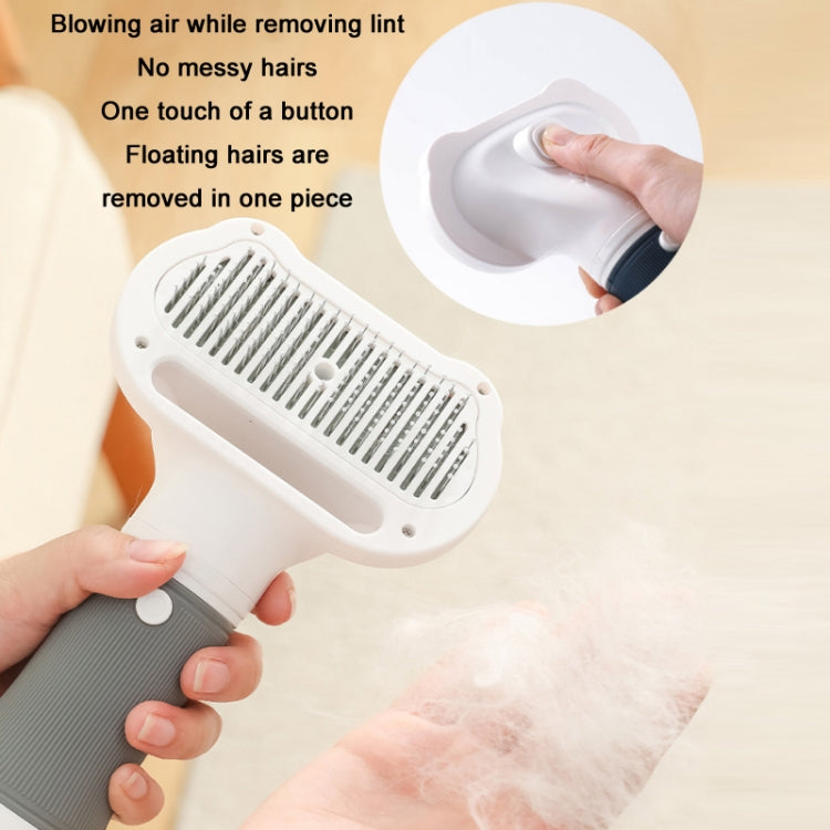 Handheld pet lint-removing hair blower comb with one-touch button and comb head