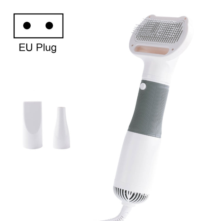 Pet hair removal brush, gray handle band, EU plug, comb bristle head