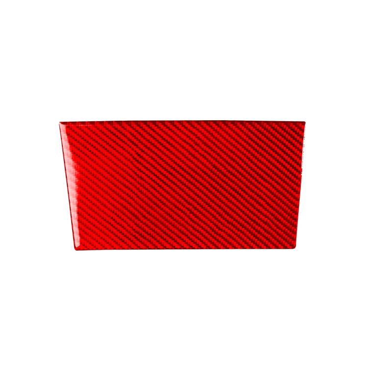 Red carbon-fiber style rectangular storage panel sticker for car console cubby
