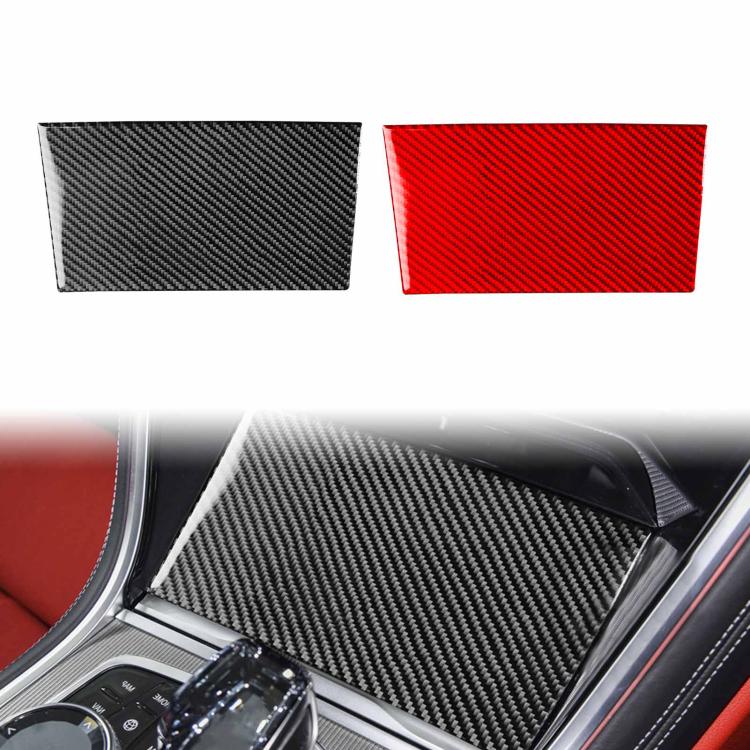Black and red carbon-fiber style rectangular storage panel stickers, set of two