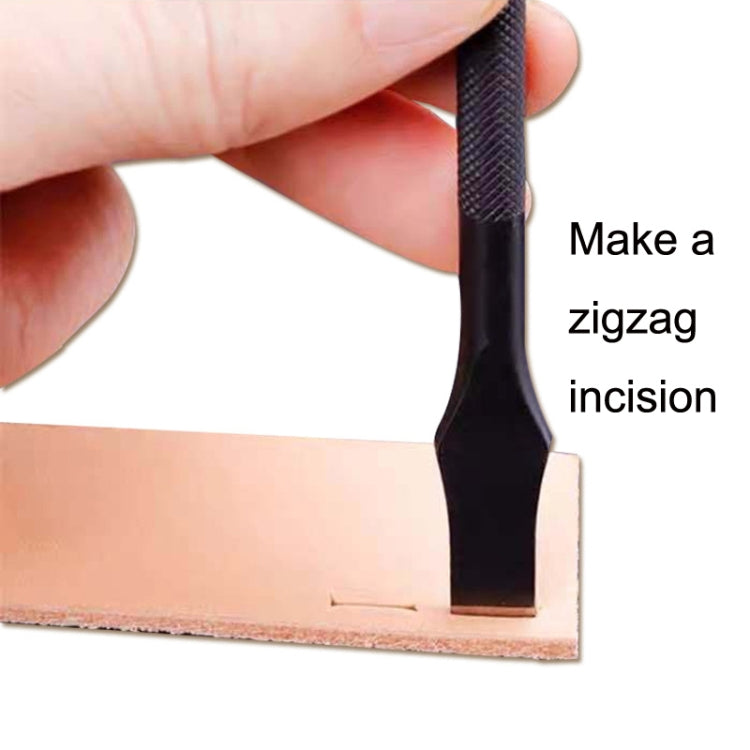 Cowhide leather DIY cut tool with zigzag blade and black handle