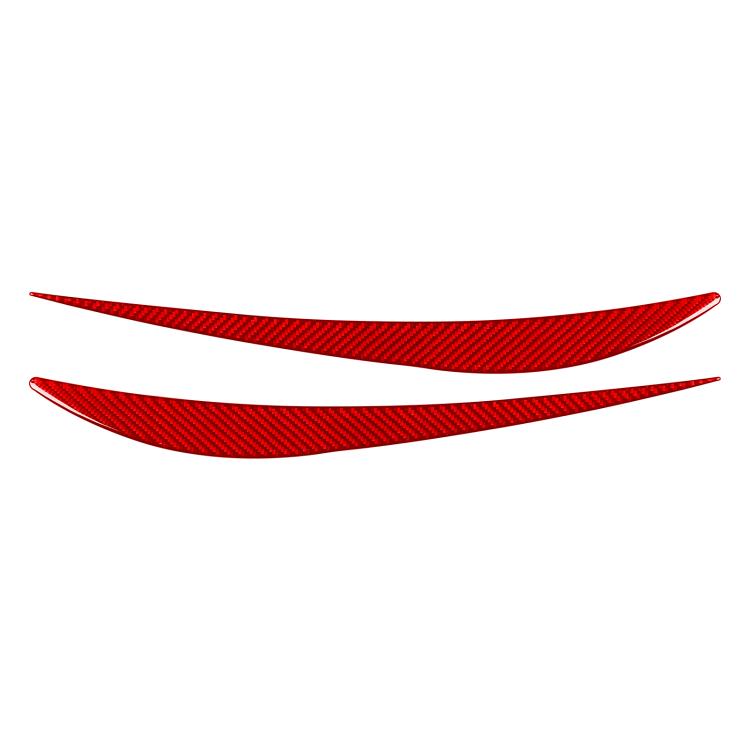 Red carbon-fiber headlight eyebrow sticker set, 2 curved strips