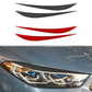 Carbon-fiber headlight eyebrow sticker set, black and red curved 2-piece strips