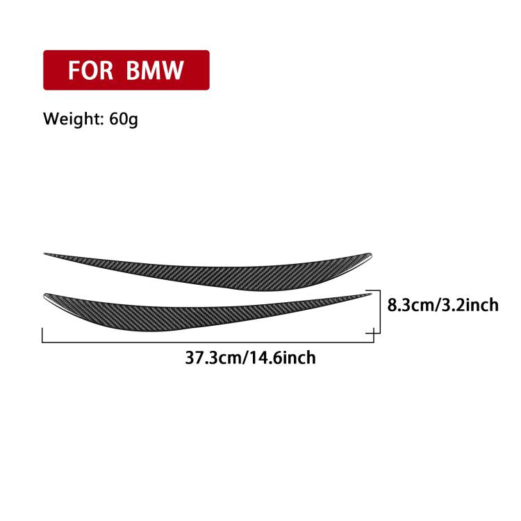 Black carbon-fiber headlight eyebrow sticker set, curved fit (37.3cm, 2 pcs)