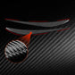Carbon-fiber headlight eyebrow stickers with red edging, 2-piece set and texture close-up