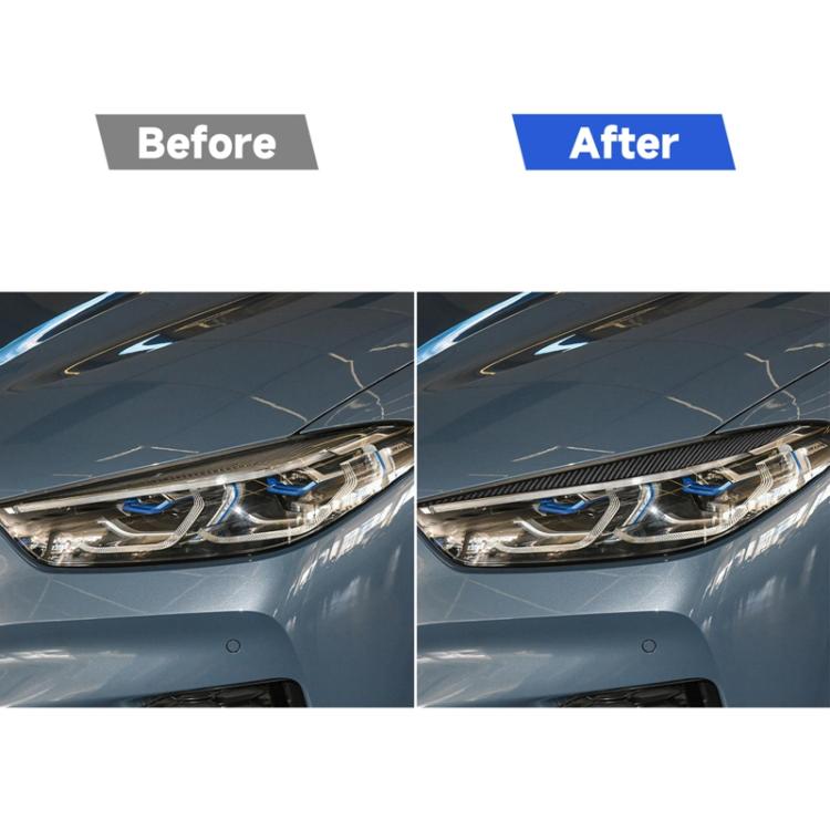 Headlight eyebrow sticker set installed on front headlight, black carbon-fiber style