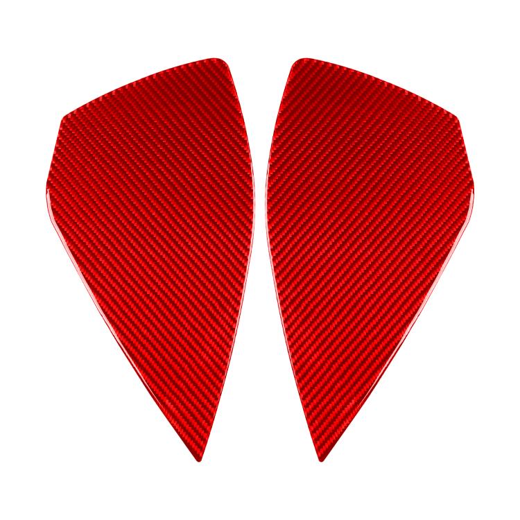 2-piece red carbon-fiber style door buffer stickers, triangular shape