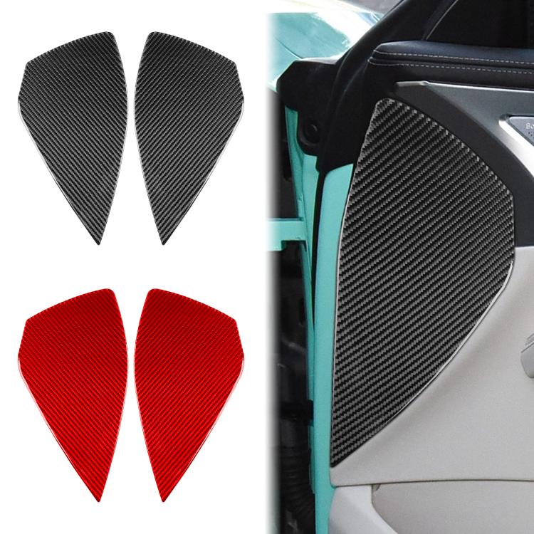 Door buffer sticker set with carbon-fiber style finish, shown on door trim