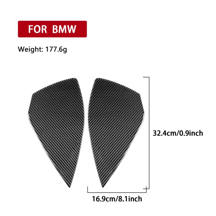 2-piece black carbon-fiber triangular door buffer stickers, 16.9 x 32.4 cm