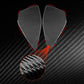 Triangular door buffer stickers with carbon-fiber look, black with red outline