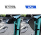 Black carbon-fiber style door buffer stickers applied on inner door panel