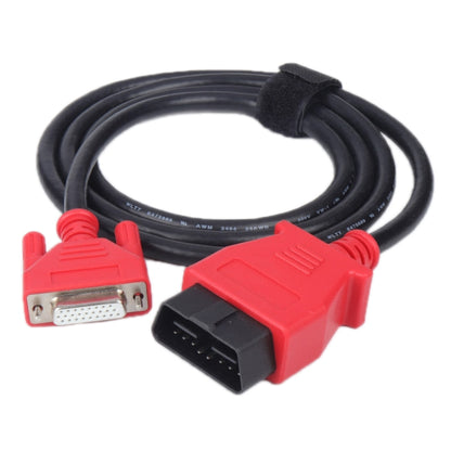 Automobile tester connection cable with red D-sub and black multi-pin connectors