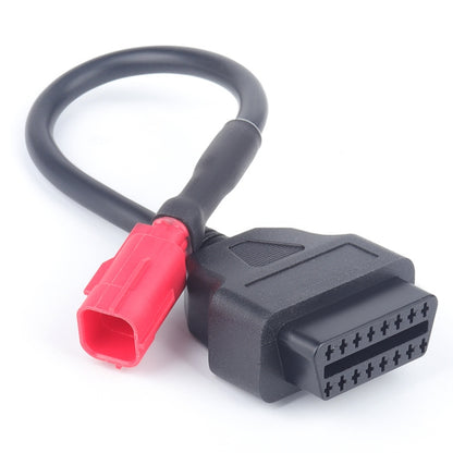 Motorcycle OBD adapter cable with 16-pin connector and red 6-pin plug