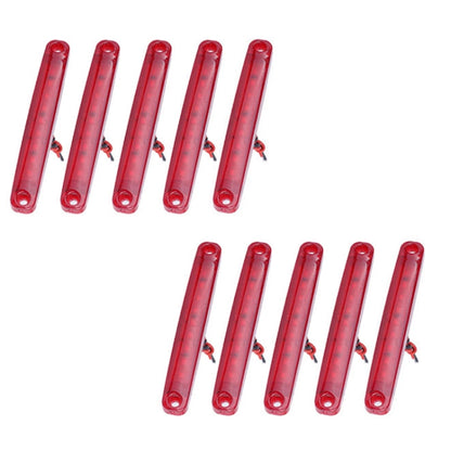 MK-224 red LED side marker light, 10-pack long rectangular 9-LED bars