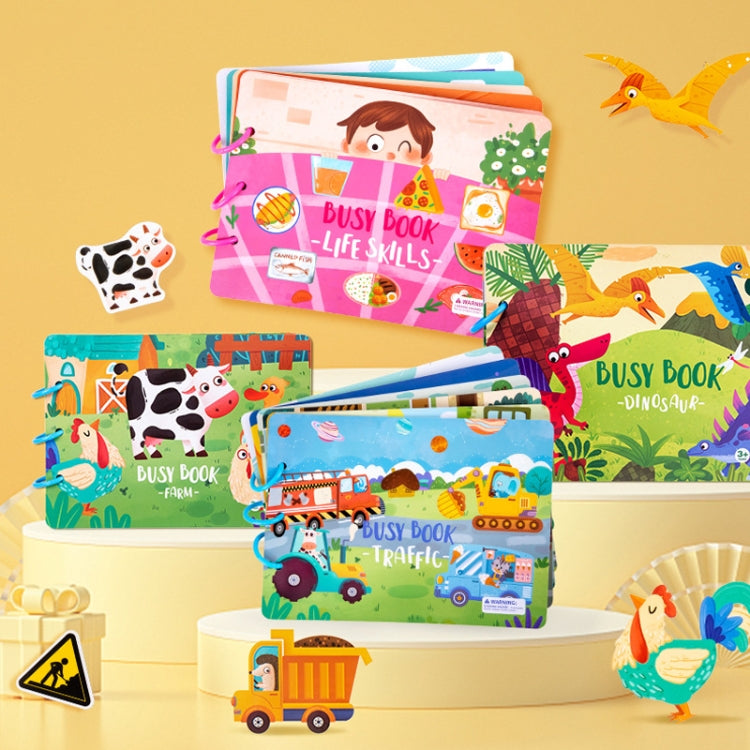 Set of busy books with different themes, colorful covers and ring-bound pages