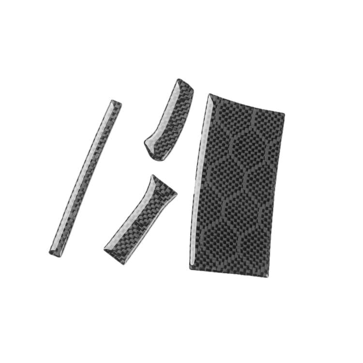 Four carbon-fiber checkered trim pieces for steering wheel button cover