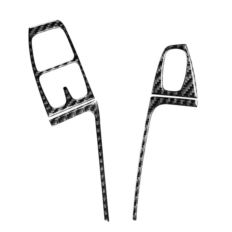 Left-hand drive door lift trim stickers, black carbon-fiber style pieces