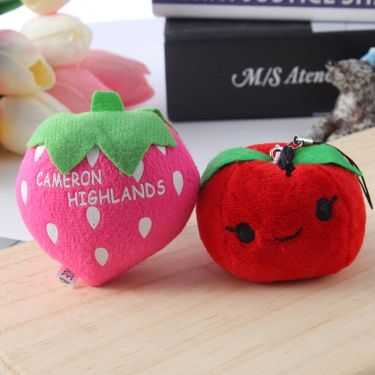 5pcs Cute Fruit And Vegetable Plush Bag Pendant Key Chain, 10cm