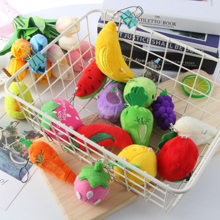 5pcs Cute Fruit And Vegetable Plush Bag Pendant Key Chain, 10cm