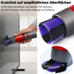 Soft PBT bristles dusting brush attachment in red and gray with purple and black bristle tips