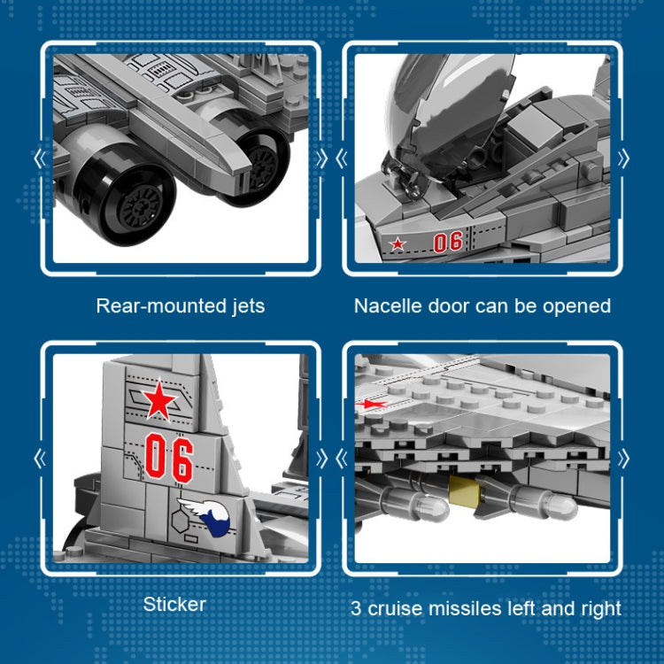 Feature panels for a grey helicopter building set: opened nacelle and missiles.