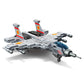 Grey military helicopter model building blocks with wing pods and rocket launchers.