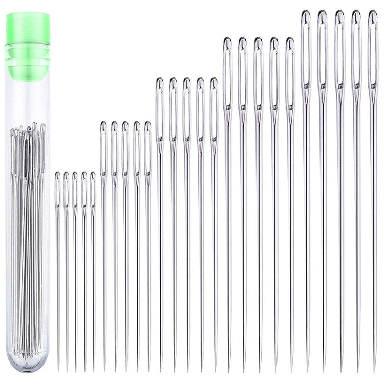 Stainless steel big-eye embroidery needle set with clear storage tube and assorted needles