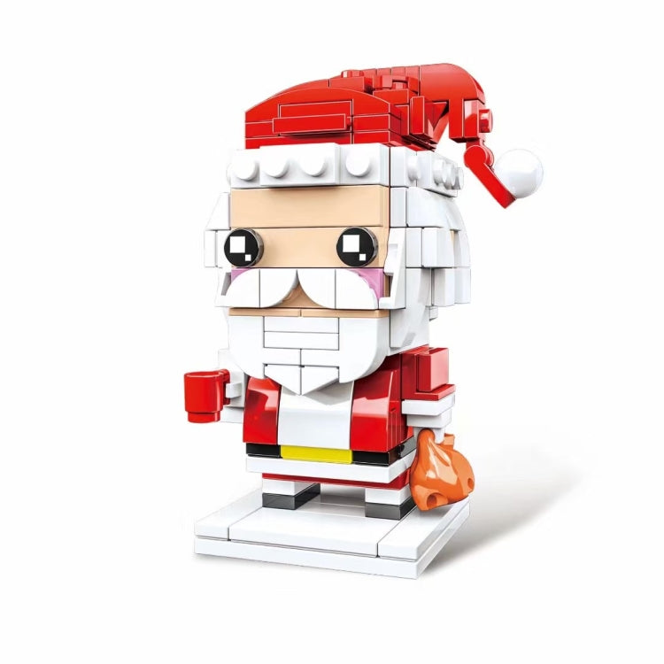 Christmas Santa mini building block puzzle toy with red hat and white beard pieces