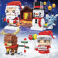 Christmas building blocks set featuring Santa, snowman, elk, and grandma figures