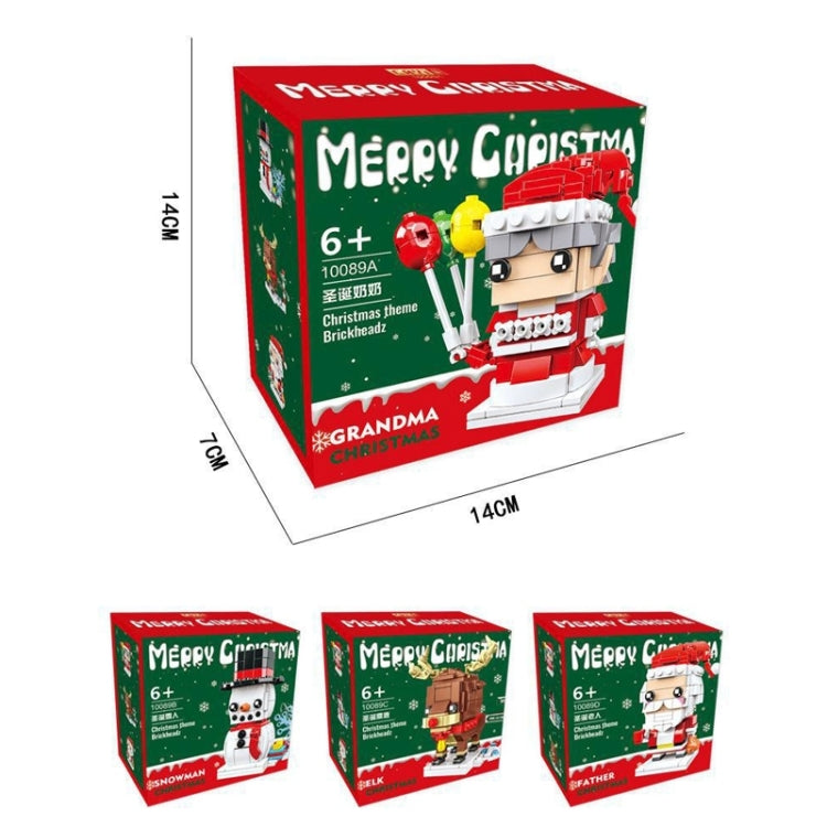 Christmas grandma building block puzzle toy box with a red hat figure
