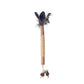 Jute cat teaser stick with dark feathers and twine-wrapped end pom-pom