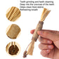 Jute-wrapped straw cat teething stick held in hand, detailed fiber tassels