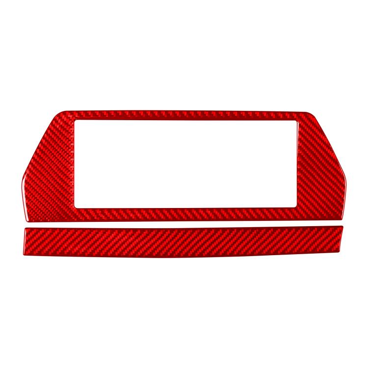 Navigation screen frame sticker, red carbon-fiber look trim for BMW interior