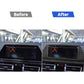 Navigation screen frame sticker, black carbon-fiber look trim on dashboard