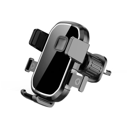 Car air vent phone holder with clamp arms and adjustable metal hook, mirror black