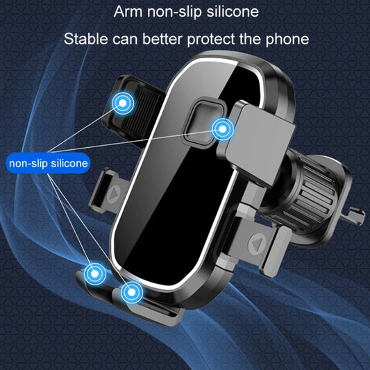 Car air vent phone holder with non-slip silicone arms, mirror black finish