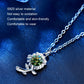 925 silver sunflower pendant necklace with green round gemstone and polished link chain