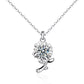 Silver sunflower pendant necklace with white round center stone and spiral leaf details