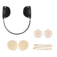 Silicone nipple sticker push-up bra kit with black U band, skin pads, and adjustable beige straps