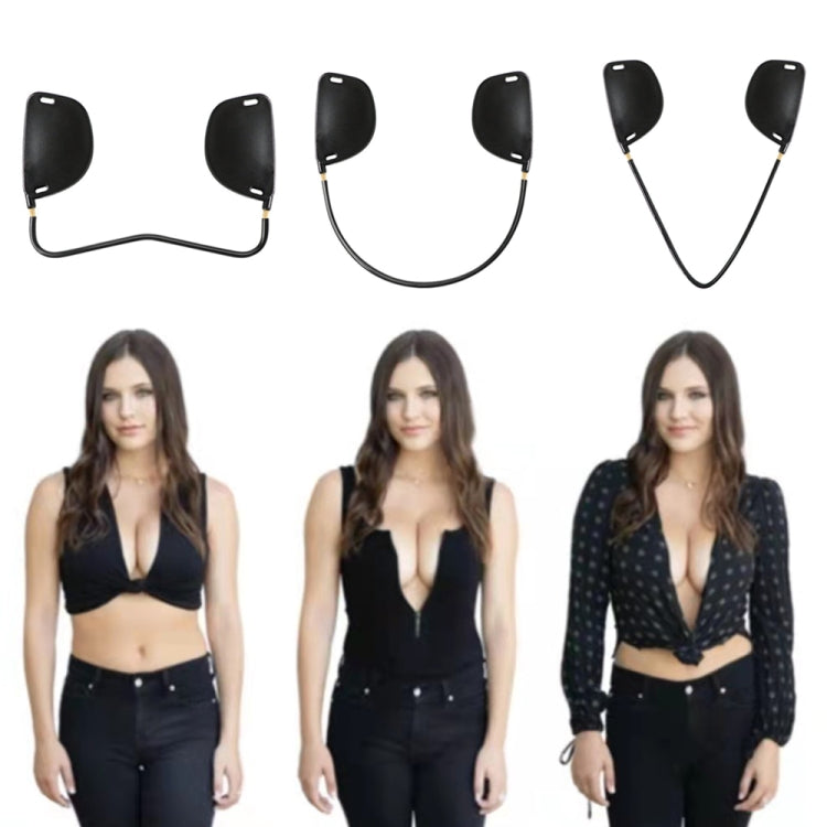 Silicone push-up nipple sticker kit with adjustable strap sets shown on models wearing it