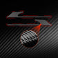 Black carbon-fiber rear fog light eyebrow stickers with red accent outline