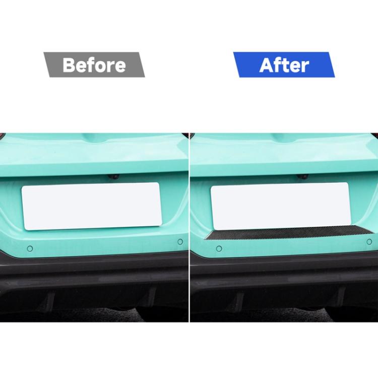 Black carbon-fiber rear guard plate sticker installed under license plate