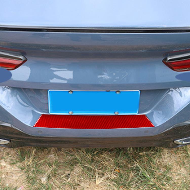 Red carbon-fiber rear guard plate sticker installed under license plate